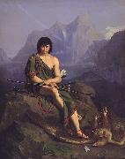 Heinrich Eddelien En bueskytte der hviler efter at have drabt en orn USA oil painting artist